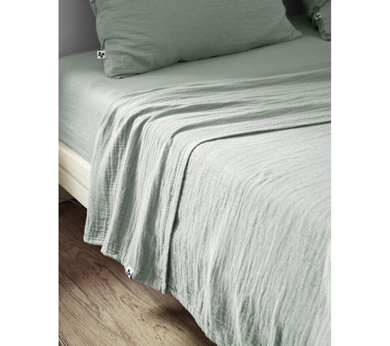 Drap Plat "gaïa" "gaze De Coton" - Vert Clair - 240x300 Cm
