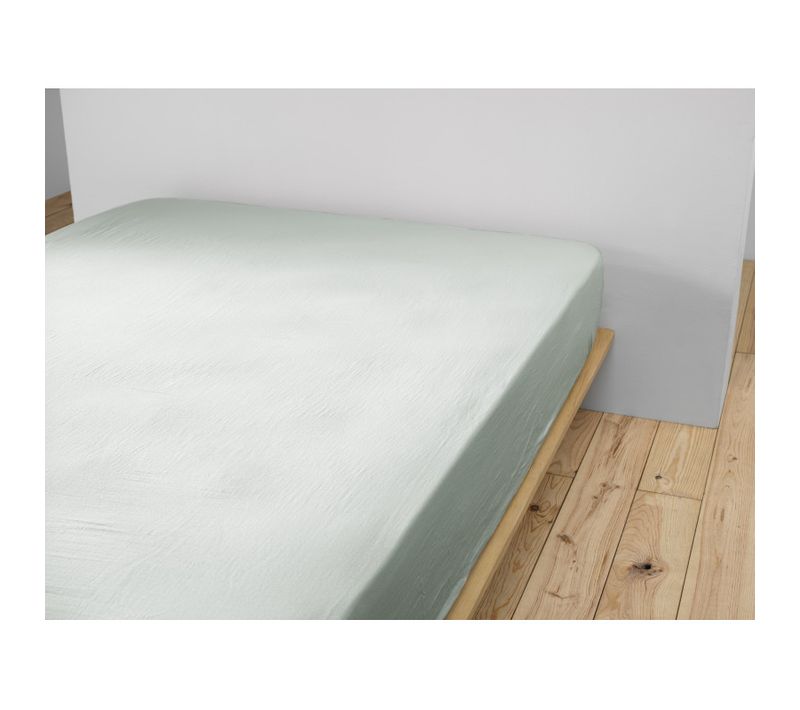 Drap Housse "gaïa" "gaze De Coton" - Vert Clair - 160x200 Cm