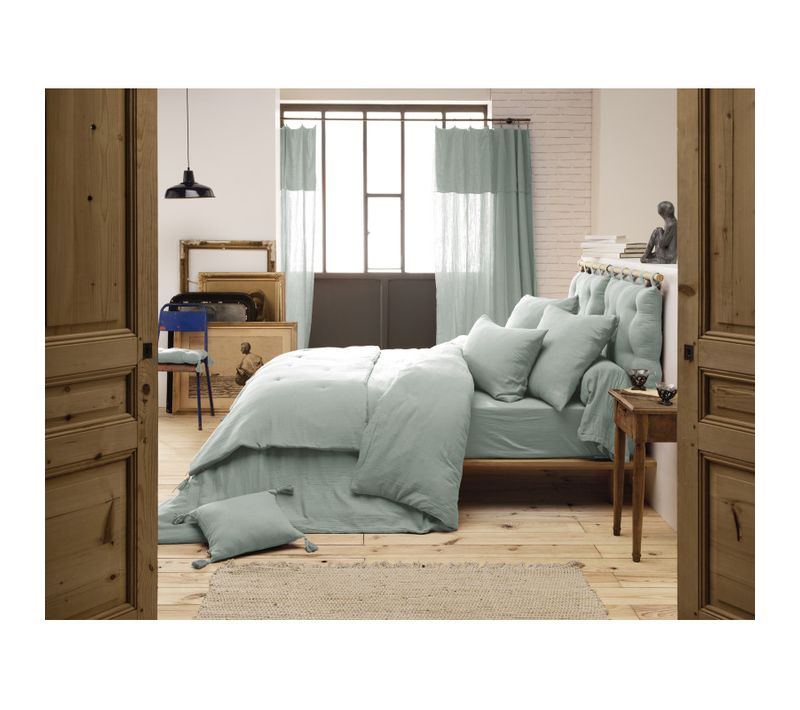 Housse De Couette "gaïa" "gaze De Coton" - Vert Clair - 260x240 Cm