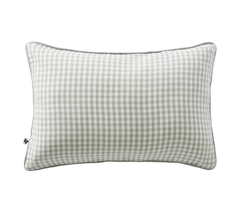 Coussin Déhoussable Avec Passepoil Tissé Teint "vickie" "gaze De Coton" - Vert Clair - Cm