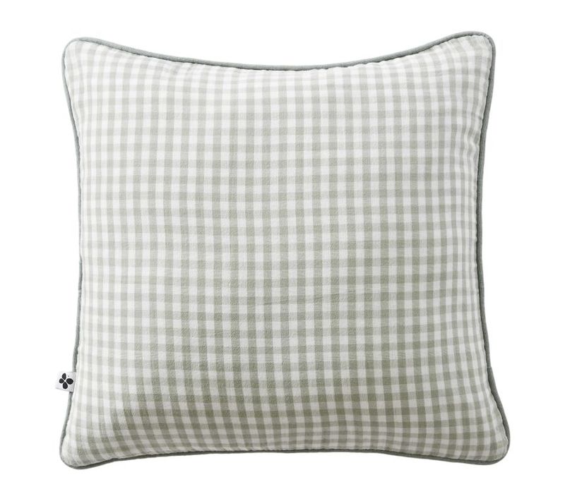 Coussin Déhoussable Avec Passepoil Tissé Teint "vickie" "gaze De Coton" - Vert Clair - 80x200 Cm