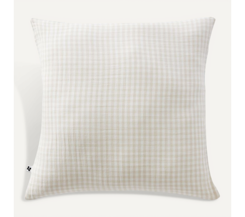 Taie D'oreiller "vickie" 60 X 60 Cm et 50 X 70 Cm Tissé Teint "gaze De Coton" - Taupe - 60x60 Cm