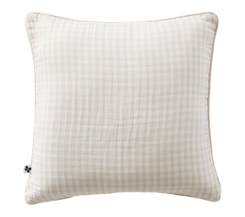 Coussin Déhoussable Avec Passepoil Tissé Teint "vickie" "gaze De Coton" - Taupe - Cm