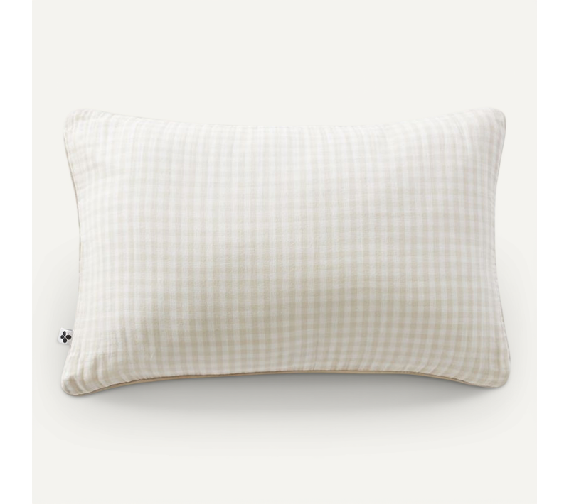 Coussin Déhoussable Avec Passepoil Tissé Teint "vickie" "gaze De Coton" - Taupe - Cm
