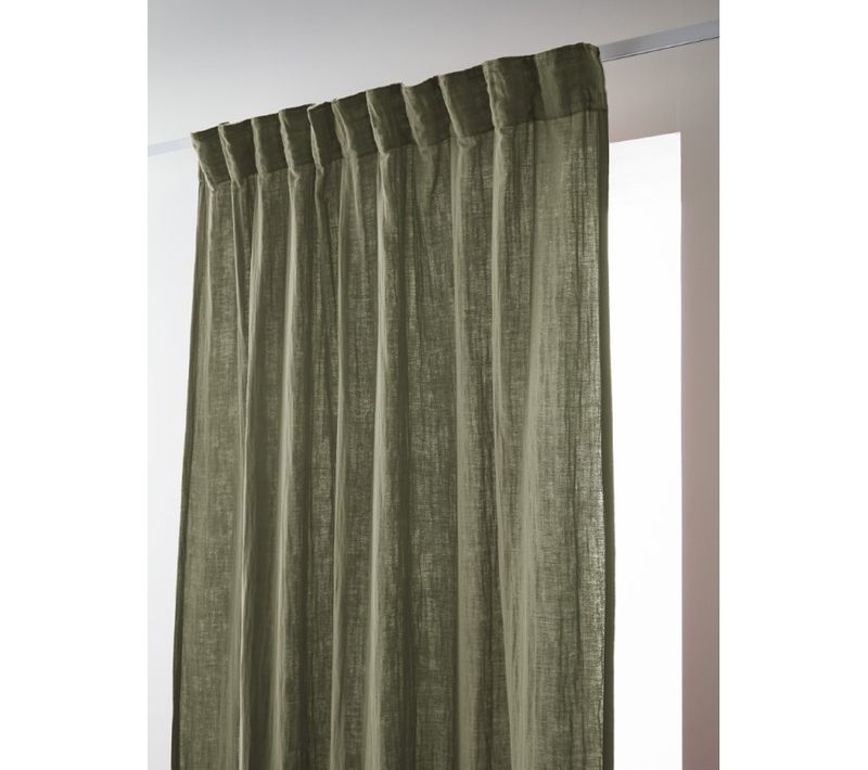 Lot De 2 Rideaux Galon Fronceur "gaïa" 140 X 240 Cm "gaze De Coton" - Vert Foncé - 140x240 Cm