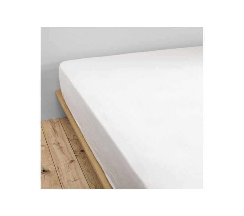 Drap Housse "gaïa" "gaze De Coton" - Blanc - 90x200 Cm