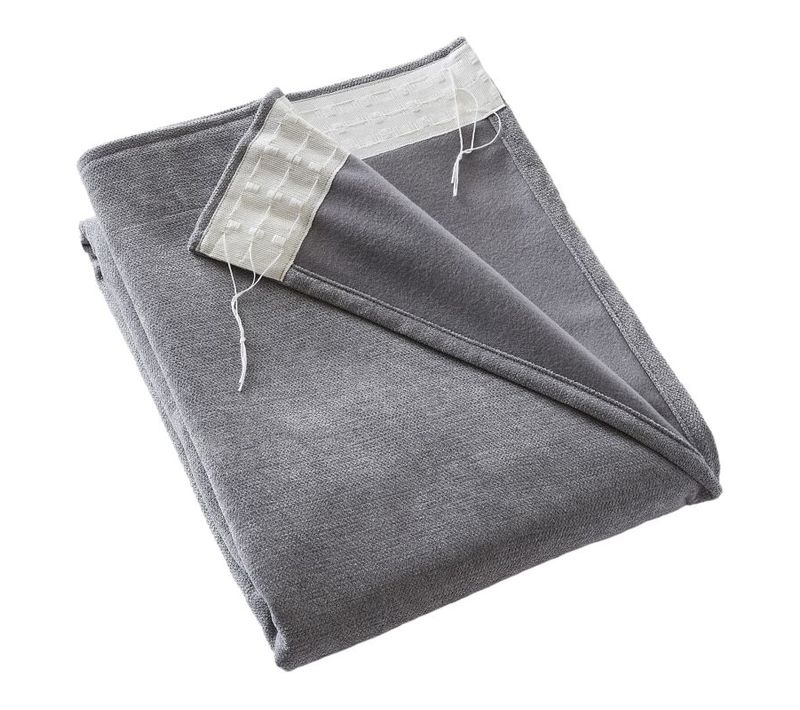Rideau Occultant Phonique Et Thermique Doublé Polaire Galon Fronceur 100% Opaque - Gris - 140x260 Cm