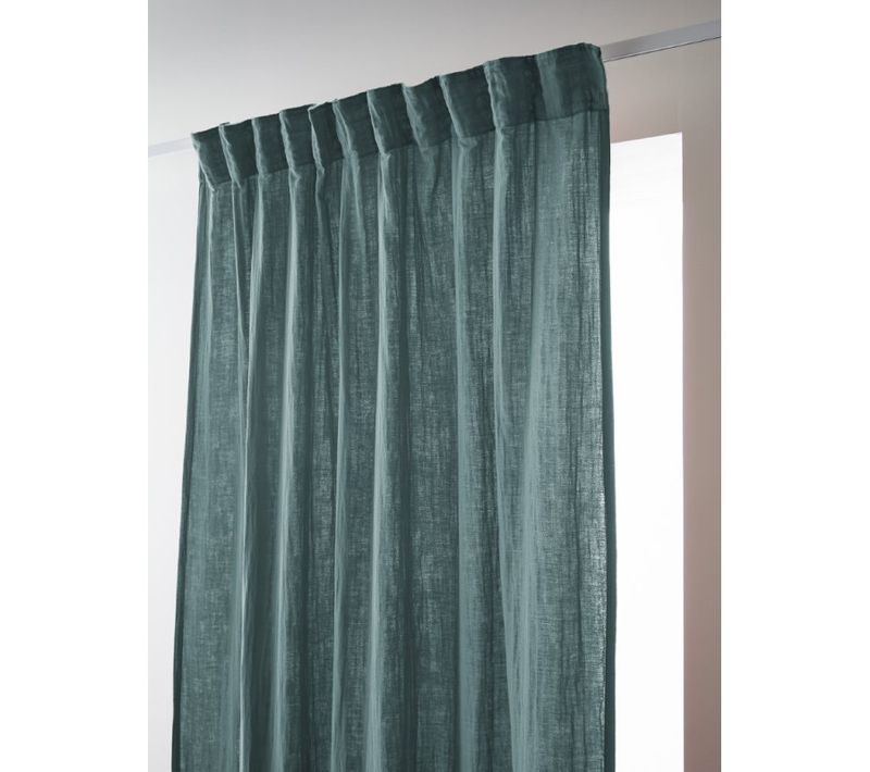 Lot De 2 Rideaux Galon Fronceur "gaïa" 140 X 240 Cm "gaze De Coton" - Bleu - 140x240 Cm