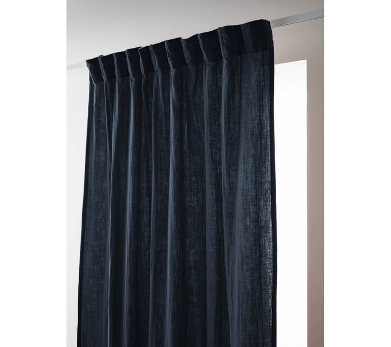 Rideau Galon Fronceur "gaïa" 140 X 240 Cm "gaze De Coton" - Bleu Nuit - 140x240 Cm