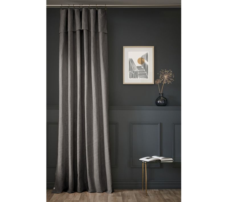 Rideau Ajustable + 8 Anneaux Pince "sixtine" 140 X 270 Cm - Gris - 140x270 Cm