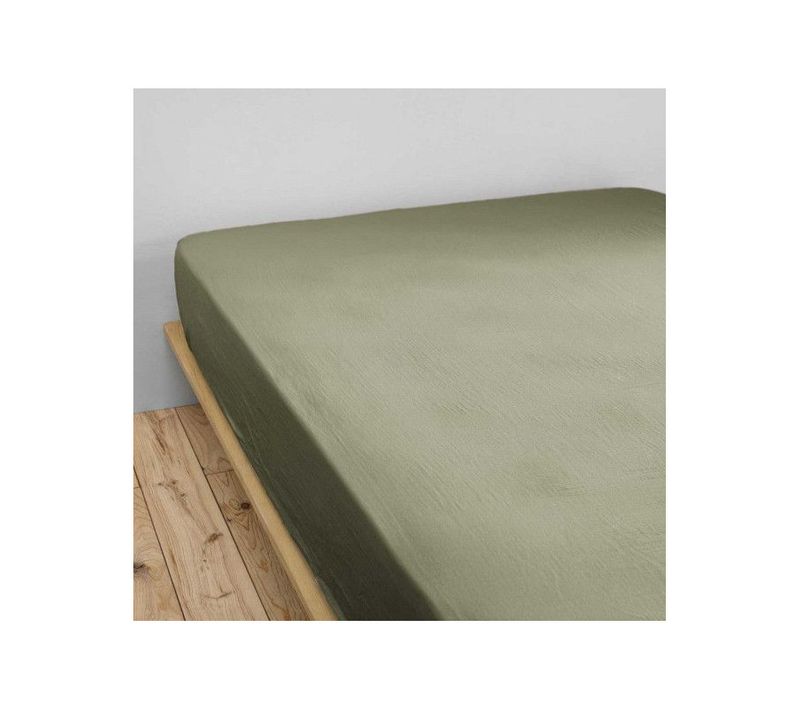 Drap Housse "gaïa" "gaze De Coton" - Vert Foncé - 80x200 Cm