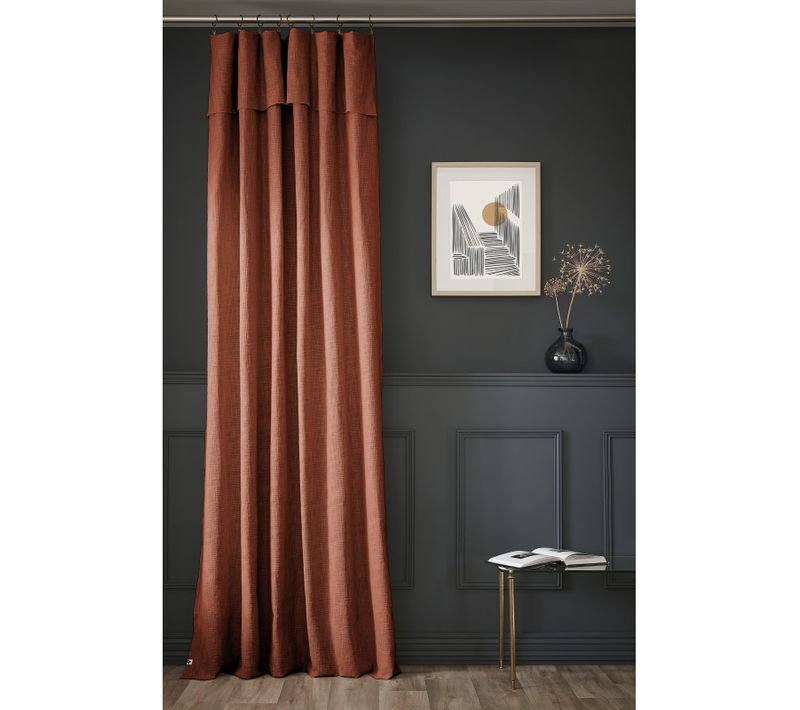 Rideau Ajustable + 8 Anneaux Pince "sixtine" 140 X 270 Cm - Terracotta - 140x270 Cm