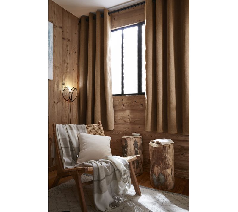 Lot De 2 Rideaux Occultants Phoniques Et Thermiques Doublés Polaire "bjorn" 100% Opaque