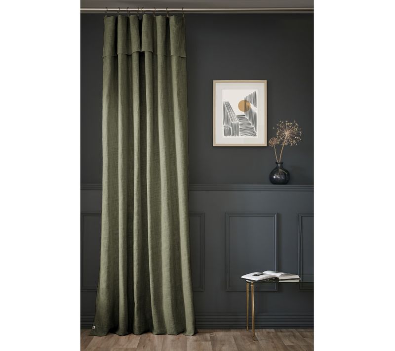 Rideau Ajustable + 8 Anneaux Pince "sixtine" 140 X 270 Cm - Vert - 140x270 Cm