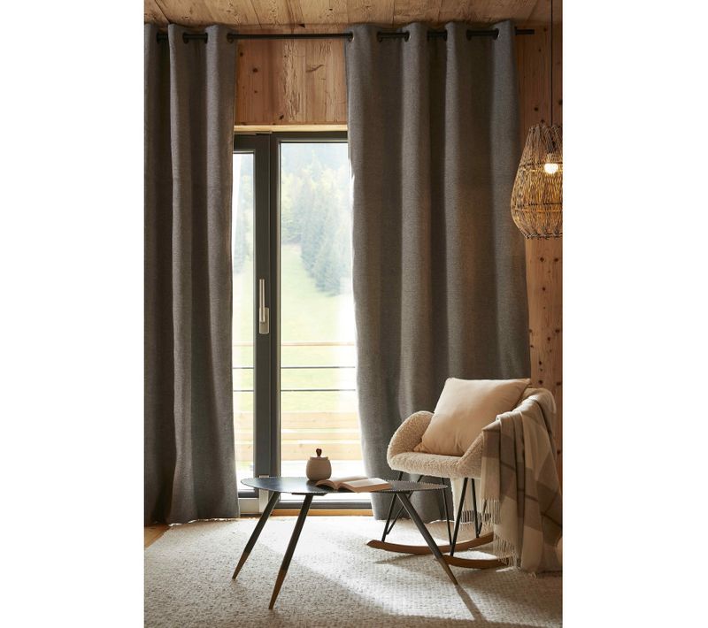 Lot De 2 Rideaux Occultants Phoniques Et Thermiques Doublés Polaire "bjorn" 100% Opaque