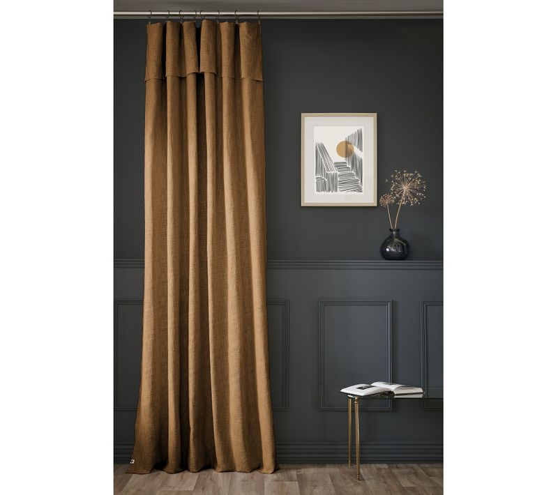 Rideau Ajustable + 8 Anneaux Pince "sixtine" 140 X 270 Cm - Camel - 140x270 Cm