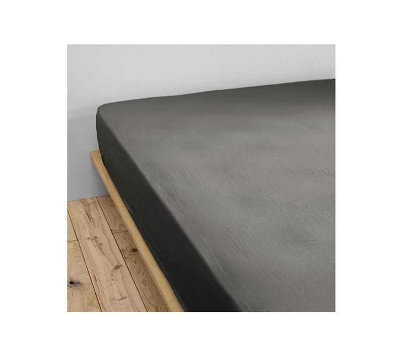 Drap Housse "gaïa" "gaze De Coton" - Gris - 90x200 Cm