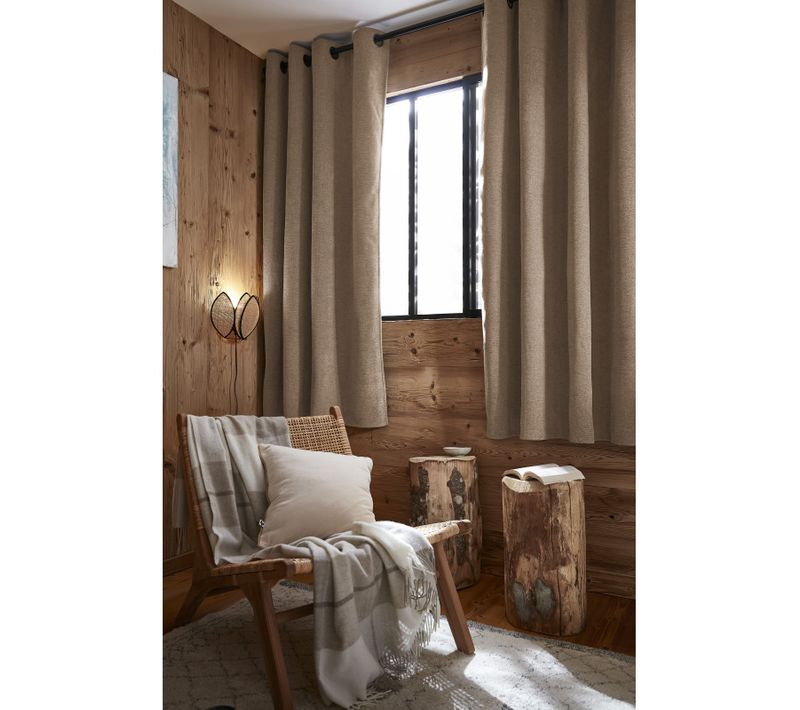 Lot De 2 Rideaux Occultants Phoniques Et Thermiques Doublés Polaire "bjorn" 100% Opaque