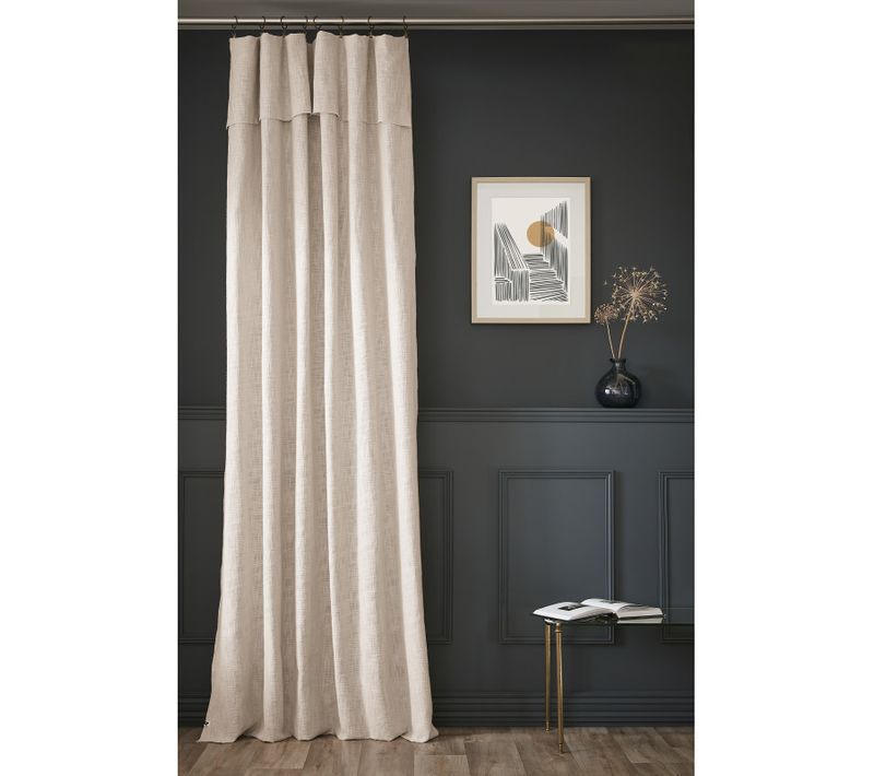 Rideau Ajustable + 8 Anneaux Pince "sixtine" 140 X 270 Cm - Taupe - 140x270 Cm