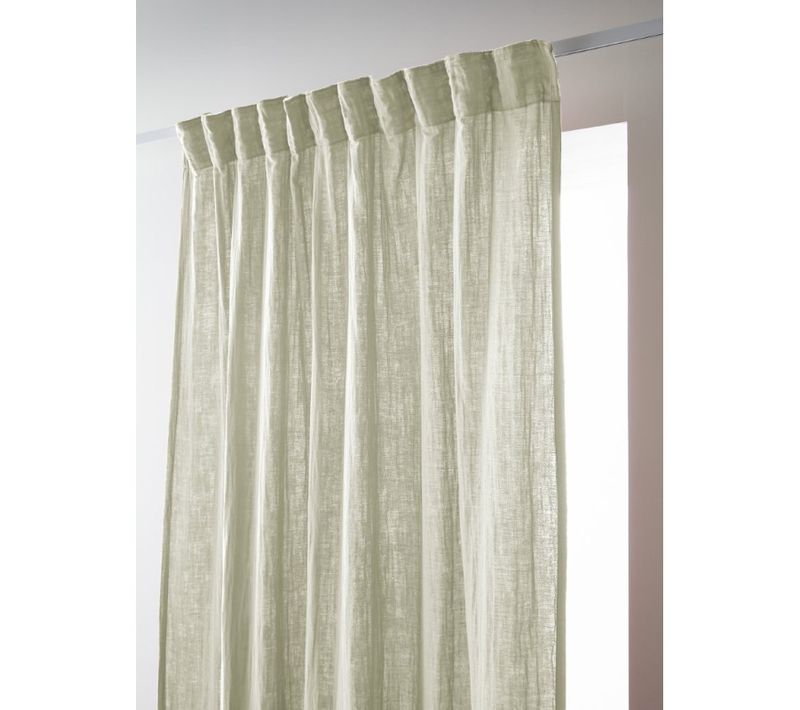 Rideau Galon Fronceur "gaïa" 140 X 240 Cm "gaze De Coton" - Vert Clair - 140x240 Cm