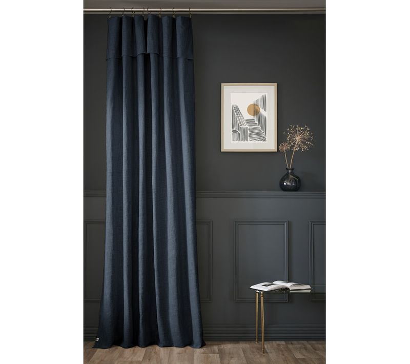 Rideau Ajustable + 8 Anneaux Pince "sixtine" 140 X 270 Cm - Bleu Nuit - 140x270 Cm