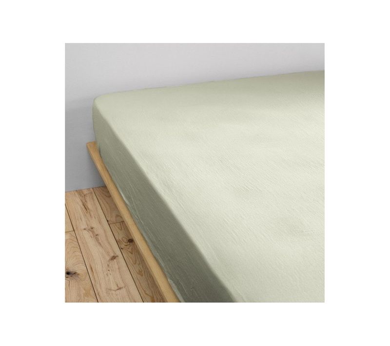 Drap Housse "gaïa" "gaze De Coton" - Vert Clair - 200x200 Cm