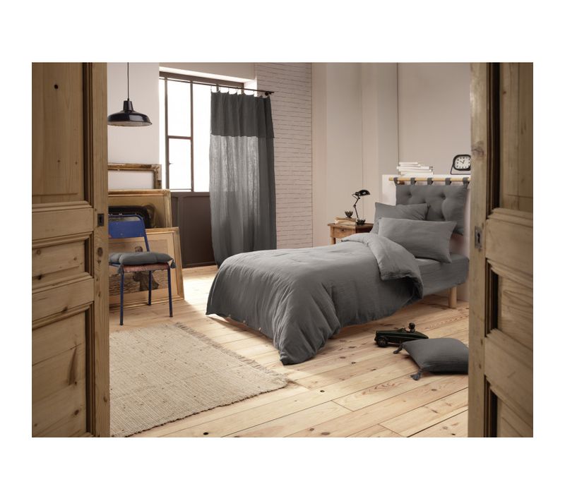 Housse De Couette "gaïa" "gaze De Coton" - Gris - 160x210 Cm
