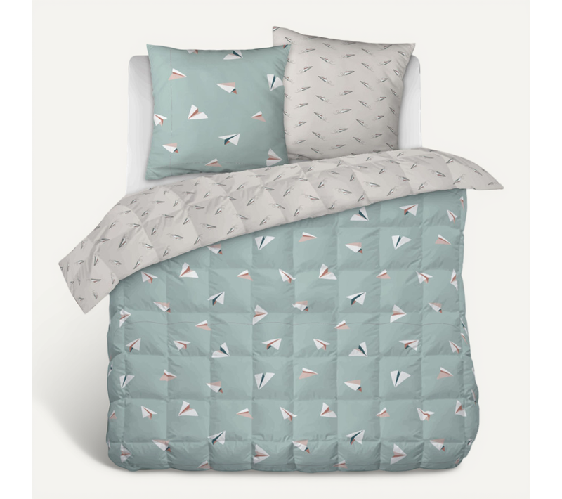 Couette "petits Papiers" Réversible 100% Coton / 57 Fils/cm² - Multicolor - 200x200 Cm
