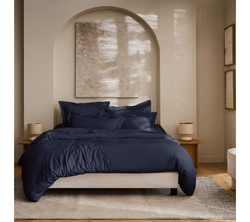Housse De Couette "prestige" 100% Satin De Coton Peigné 120 Fils /cm² - Bleu -  Cm