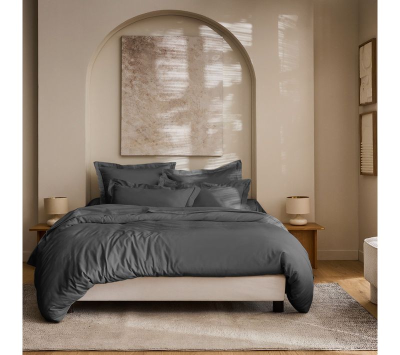 Housse De Couette "prestige" 100% Satin De Coton Peigné 120 Fils /cm² - Gris -  Cm