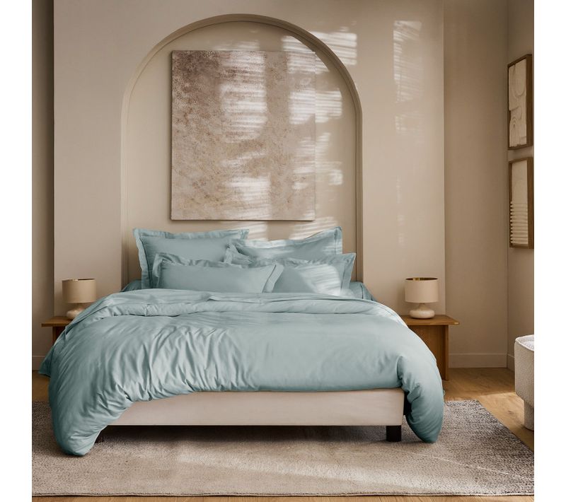 Housse De Couette "prestige" 100% Satin De Coton Peigné 120 Fils /cm² - Bleu Clair - Cm