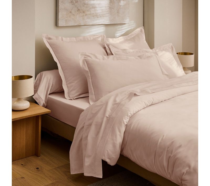 Drap Plat "prestige" 100% Satin De Coton Peigné 120 Fils/cm² - Corail - 270x300 Cm