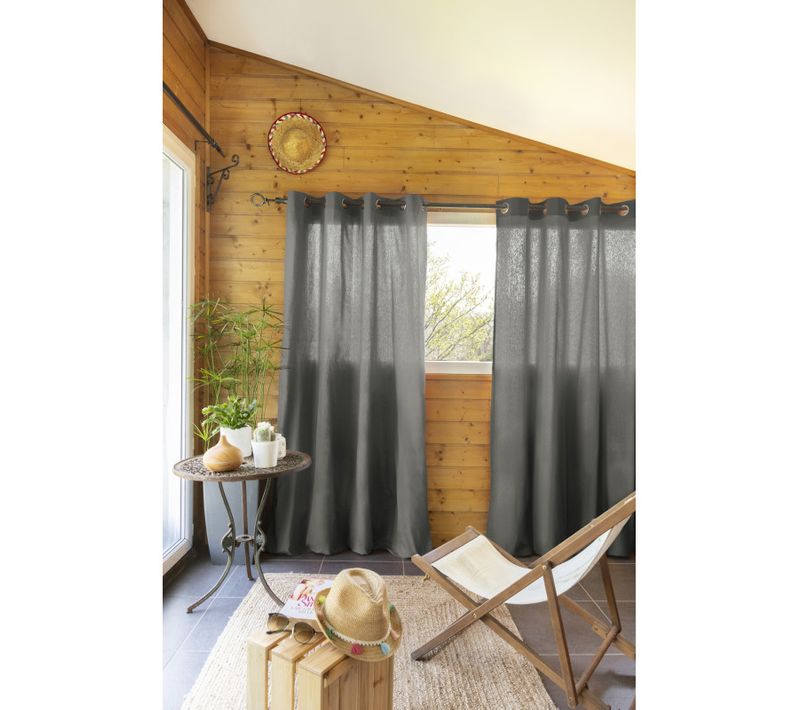 Lot De 2 Rideaux D'ameublement "kala" En Coton 140 X 260 Cm - Gris - 140x240 Cm
