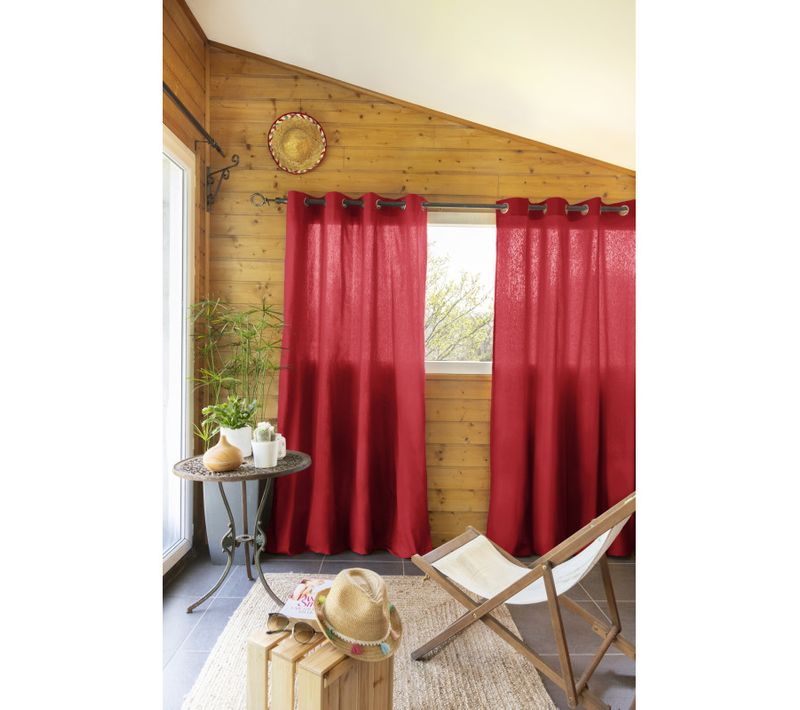 Lot De 2 Rideaux D'ameublement "kala" En Coton 140 X 260 Cm - Rouge - 140x240 Cm
