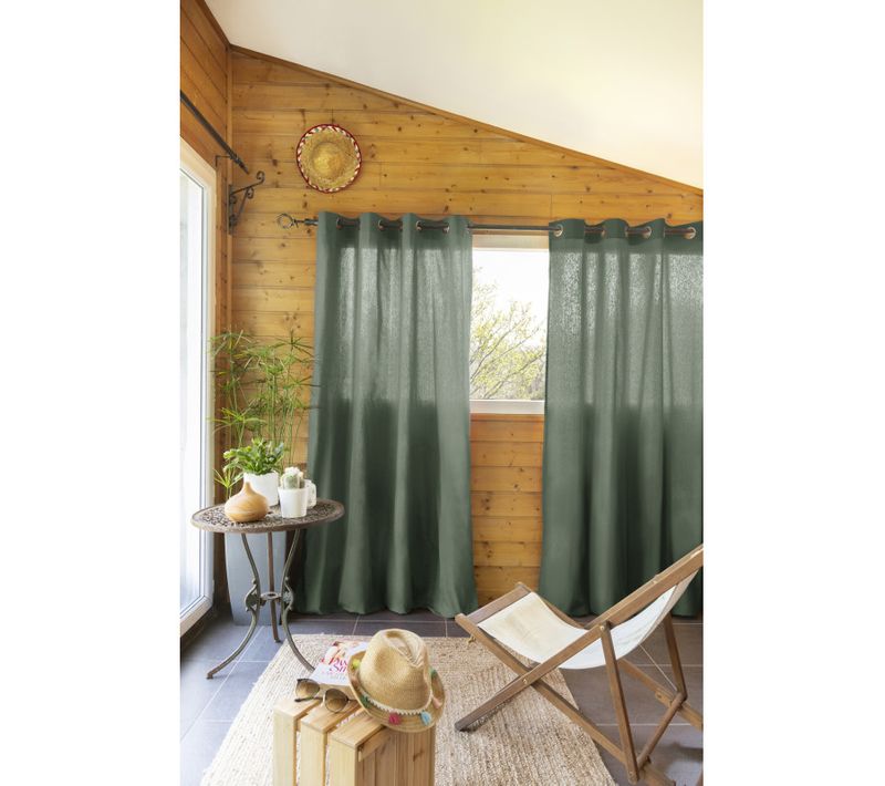 Lot De 2 Rideaux D'ameublement "kala" En Coton 140 X 260 Cm - Vert Foncé - 140x240 Cm