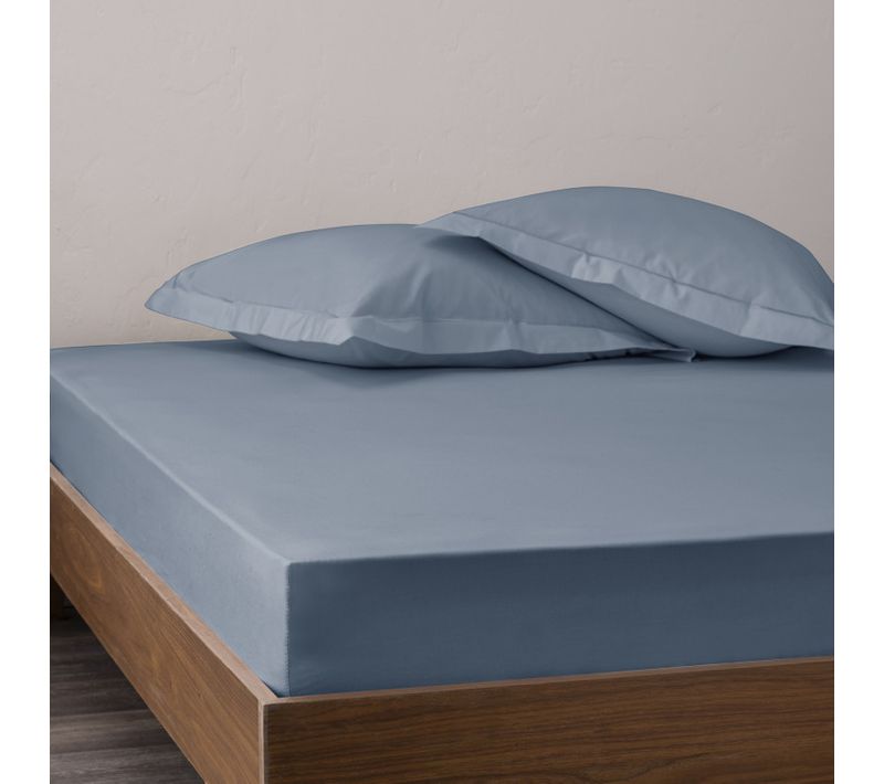 Drap Housse Percale "julian" Avec Bonnet 35 Cm Coton Pur - Bleu Foncé - 200x200 Cm