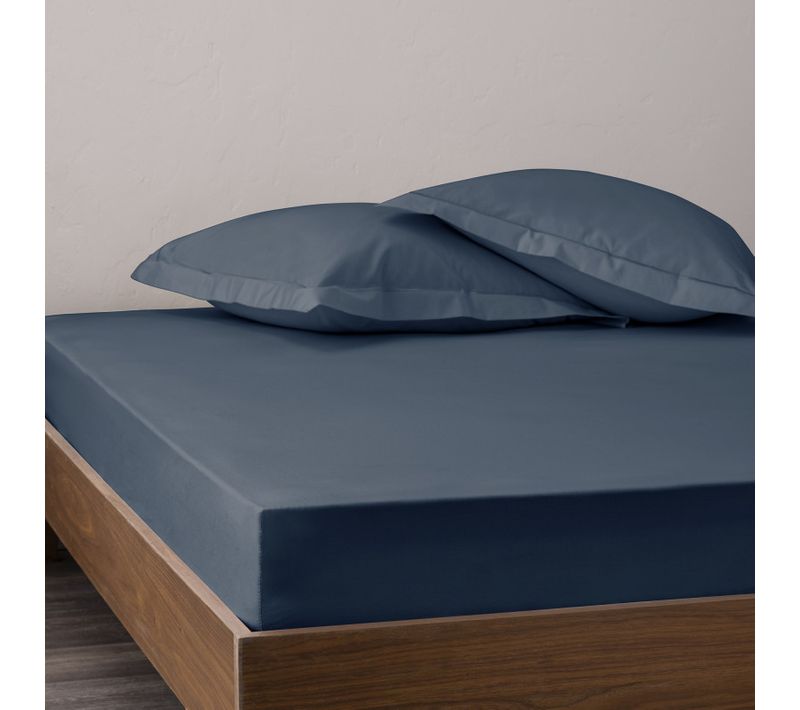 Drap Housse Percale "julian" Avec Bonnet 35 Cm - Bleu - 180x200 Cm