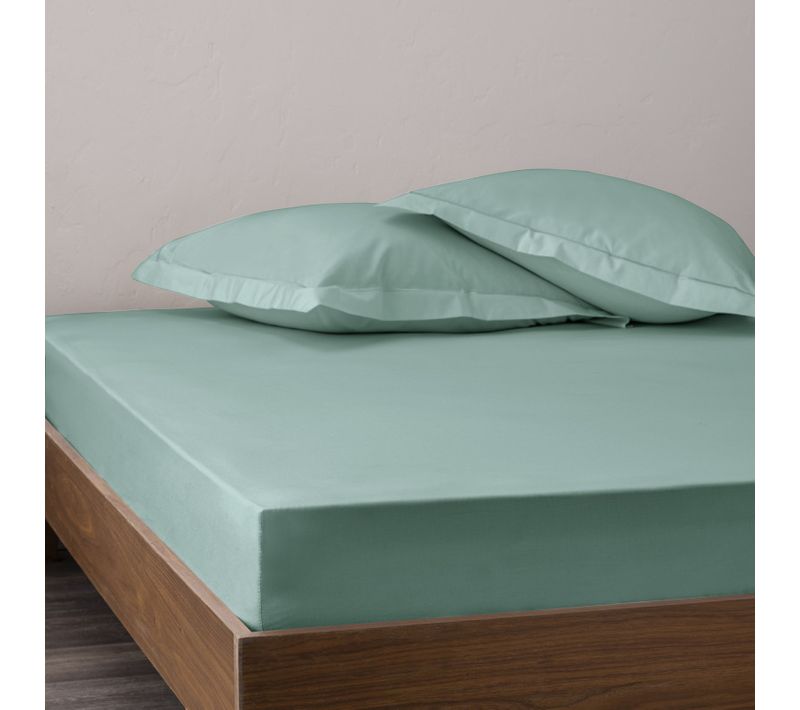 Drap Housse Percale "julian" Avec Bonnet 35 Cm Coton Pur - Vert Clair - 140x190 Cm