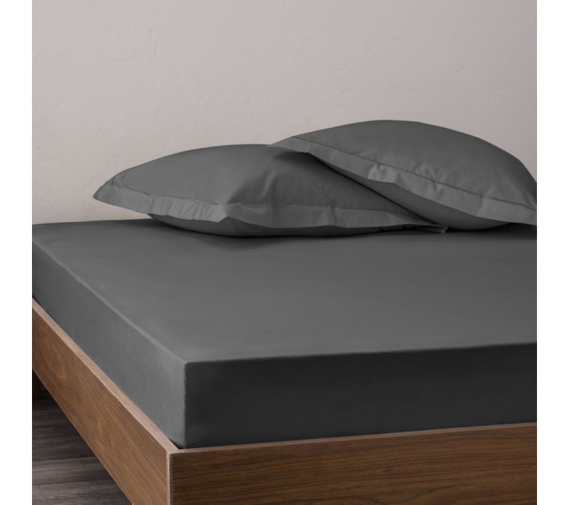 Drap Housse Percale "julian" Avec Bonnet 35 Cm - Gris - 200x200 Cm