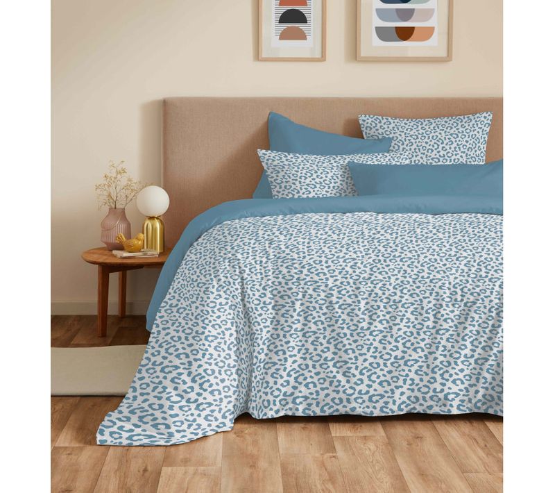Pack Complet Housse De Couette Réversible "vanessa" 6 Pièces Diana Bleu - 180x200 Cm