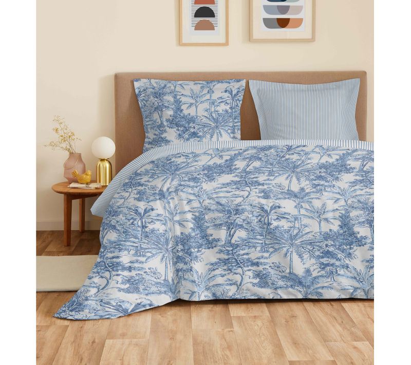 Parure De Draps 4 Pièces "vanessa" "grande Largeur" Adama Azur - Bleu - 160x200 Cm