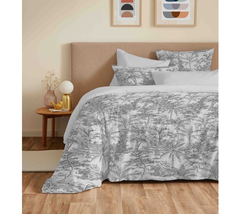 Pack Complet Housse De Couette Réversible "vanessa" 6 Pièces Adama Perle - 180x200 Cm