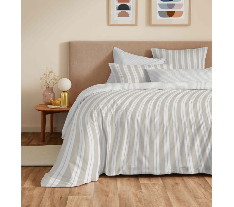 Pack Complet Housse De Couette Réversible "vanessa" 6 Pièces Florence Naturel - Beige - 140x190 Cm