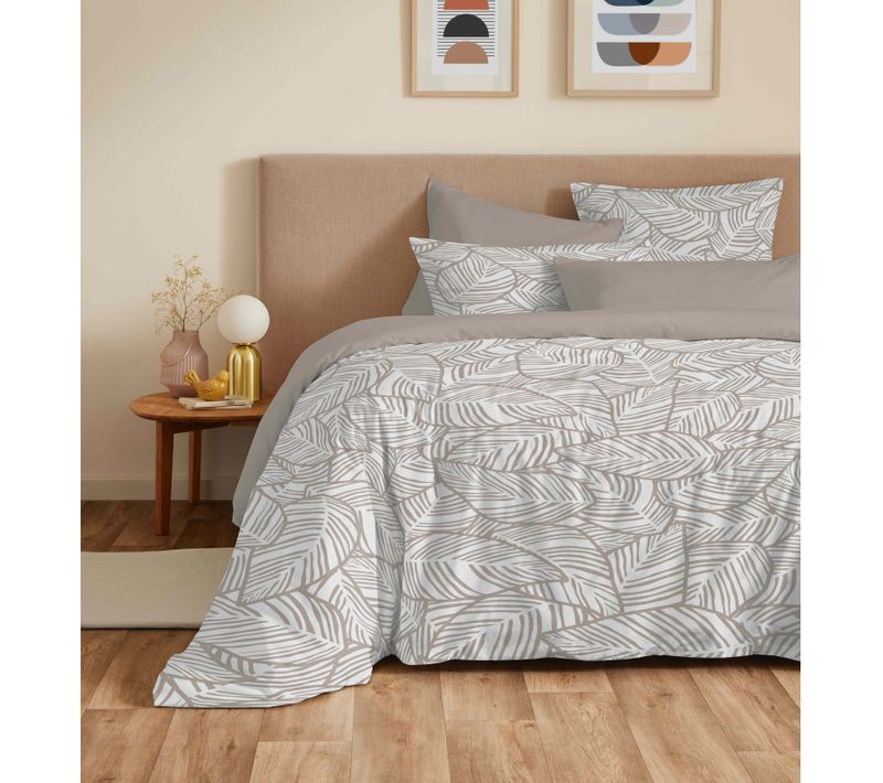 Pack Complet Housse De Couette Réversible "vanessa" 6 Pièces Fira Naturel - Beige - 140x190 Cm