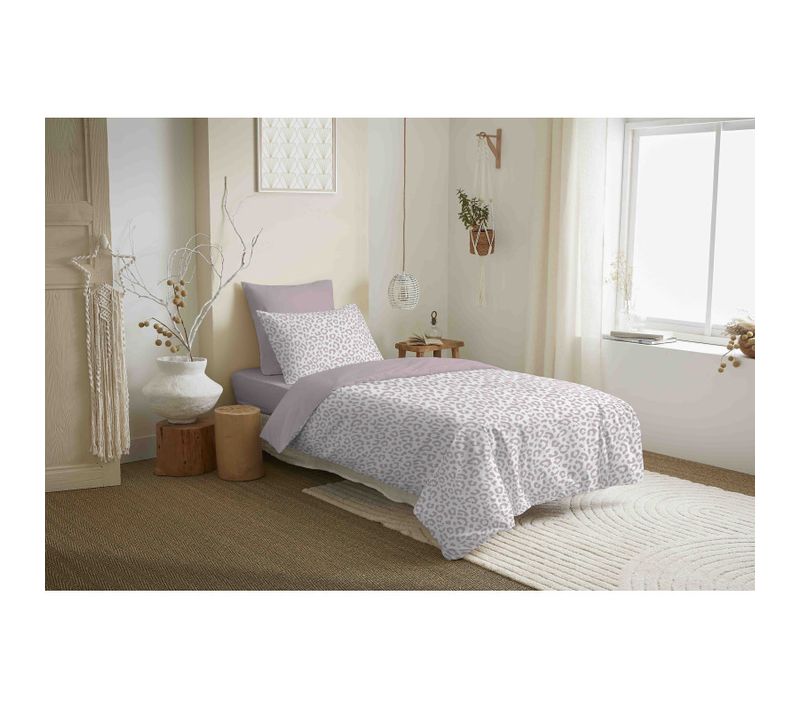 Pack Complet Housse De Couette Réversible "vanessa" 4 Pièces Diana Corail - 90x190 Cm