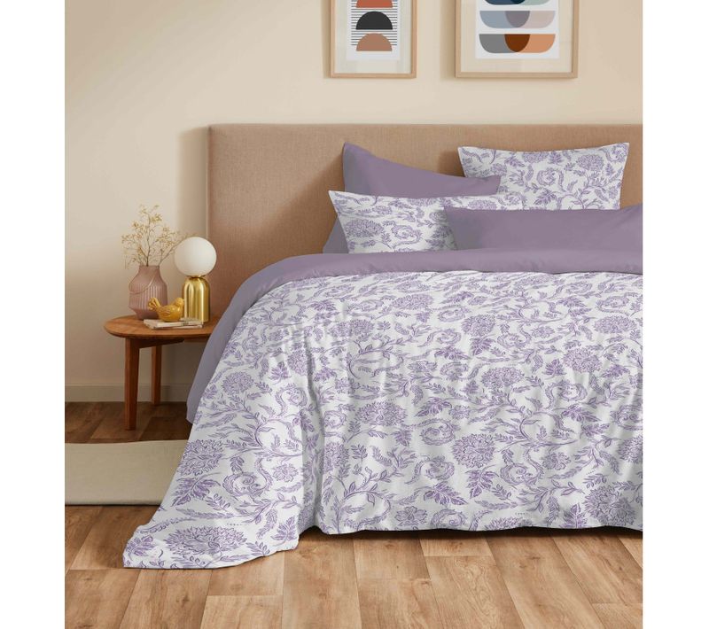 Pack Complet Housse De Couette Réversible "vanessa" 6 Pièces Salma Lavande - Violet - 140x190 Cm