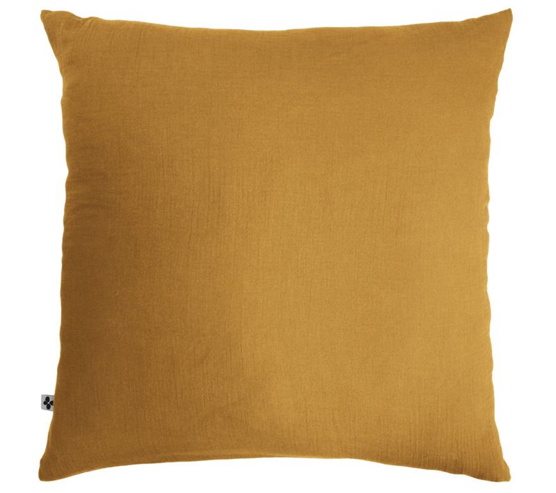 Taie D'oreiller Déco "gaïa" "gaze De Coton" - Jaune - 80x80 Cm