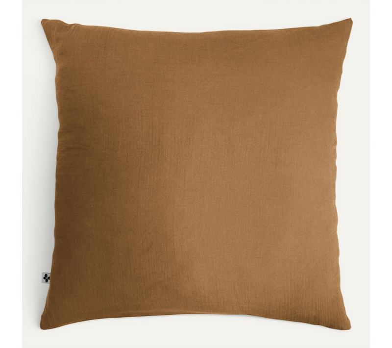 Taie D'oreiller Déco "gaïa" "gaze De Coton" - Marron - 80x80 Cm