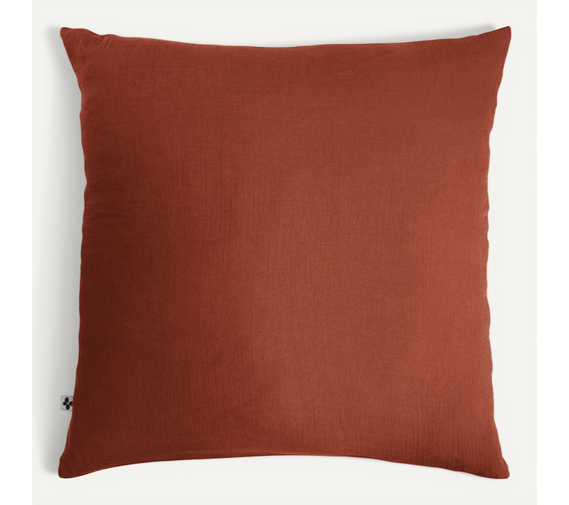 Taie D'oreiller Déco "gaïa" "gaze De Coton" - Terracotta - 80x80 Cm