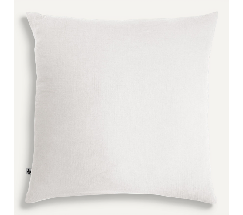 Taie D'oreiller Déco "gaïa" "gaze De Coton" - Blanc - 80x80 Cm